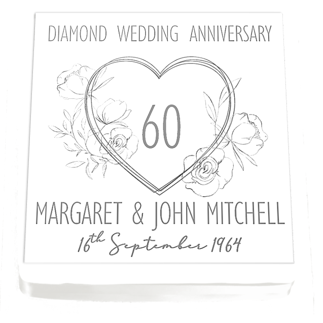 Personalised Diamond Wedding cake topper 7.5" square