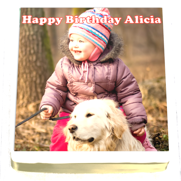 Your Photo & Message Cake Topper - 7.5" Square
