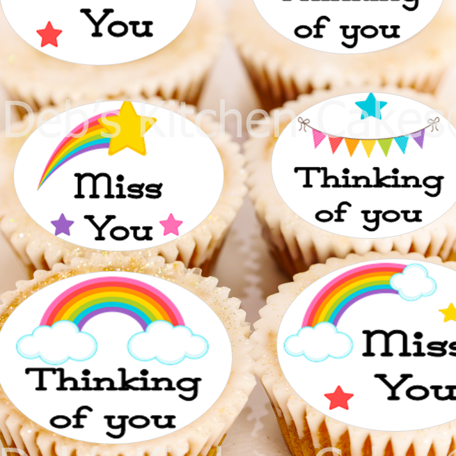 Thinking Of You Rainbow Cupcake Toppers - 4cm x 24